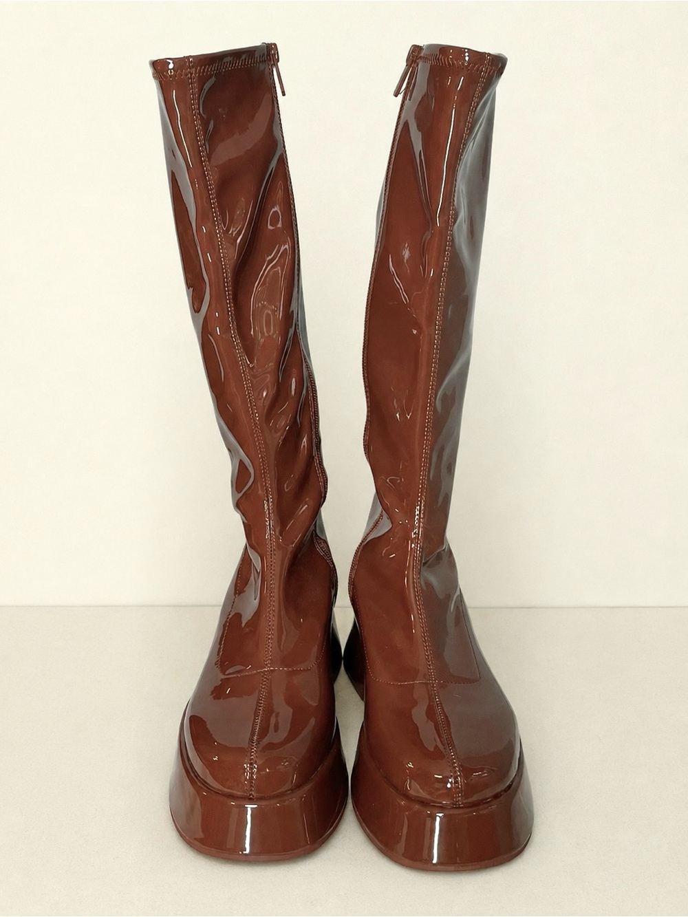 Circus by Sam Edelman Sepia Brown Patent Platform Knee-High Boots | 8 | NWOT